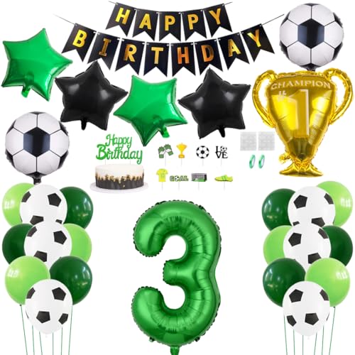 Daimay Fußball Luftballon 3 Jahre Geburtstag Deko Fussball Party Geburtstagsfeier Ballon Zubehör Set Grün Fußball Thema Party Happy Birthday Banner Fussball Tortendeko für Kinder Jungen Fußballfans Daimay Fußball Luftballon 3 Jahre Geburtstag Deko Fussball Party Geburtstagsfeier Ballon Zubehör Set Grün Fußball Thema Party Happy Birthday Banner Fussball Tortendeko für Kinder Jungen Fußballfans von Daimay