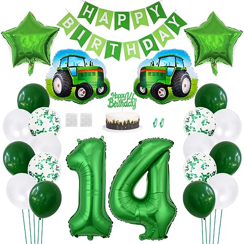 Daimay Traktor Geburtstag Deko 14 Jahre Auto Foil Balloon Happy Birthday Banner Trecker Luftballons Bauernhof Geburtstagsdeko Grün Folienballon Traktor Bagger Tortendeko für Jungen Party Dekoration Daimay Traktor Geburtstag Deko 14 Jahre Auto Foil Balloon Happy Birthday Banner Trecker Luftballons Bauernhof Geburtstagsdeko Grün Folienballon Traktor Bagger Tortendeko für Jungen Party Dekoration von Daimay