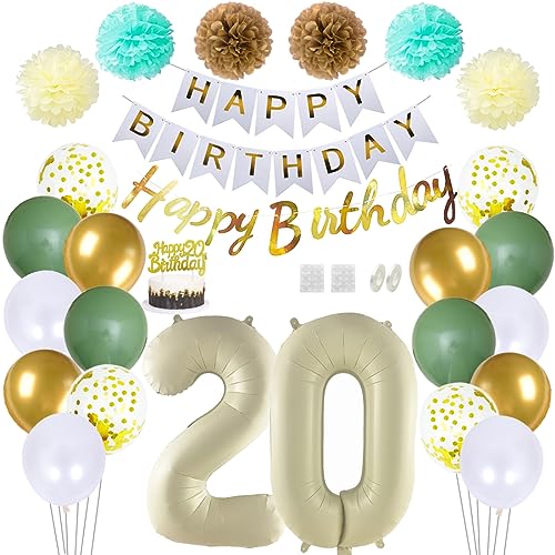 Daimay 20 Geburtstag Deko Frauen Mann Grün Beige Geburtstag Luftballon Dekoration Gold Weiß Party Deco Happy Birthday Girlande 20 Jahr Geburtstagdeko Ballons Pompons Konfetti Luftballons Tortenaufsatz Daimay 20 Geburtstag Deko Frauen Mann Grün Beige Geburtstag Luftballon Dekoration Gold Weiß Party Deco Happy Birthday Girlande 20 Jahr Geburtstagdeko Ballons Pompons Konfetti Luftballons Tortenaufsatz von Daimay
