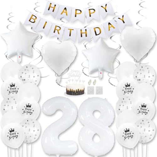 Daimay Weiß Luftballons Geburtstag Deko Frauen Mann Luftballons Weiß Dekoration Birthday Folienballons Banner Happy Birthday 28 Jahr Geburtstagdeko Ballons Konfetti Luftballons Tortenaufsatz Daimay Weiß Luftballons Geburtstag Deko Frauen Mann Luftballons Weiß Dekoration Birthday Folienballons Banner Happy Birthday 28 Jahr Geburtstagdeko Ballons Konfetti Luftballons Tortenaufsatz von Daimay