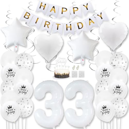 Daimay Weiß Luftballons Geburtstag Deko Frauen Mann Luftballons Weiß Dekoration Birthday Folienballons Banner Happy Birthday 33 Jahr Geburtstagdeko Ballons Konfetti Luftballons Tortenaufsatz Daimay Weiß Luftballons Geburtstag Deko Frauen Mann Luftballons Weiß Dekoration Birthday Folienballons Banner Happy Birthday 33 Jahr Geburtstagdeko Ballons Konfetti Luftballons Tortenaufsatz von Daimay