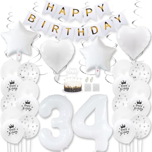 Daimay Weiß Luftballons Geburtstag Deko Frauen Mann Luftballons Weiß Dekoration Birthday Folienballons Banner Happy Birthday 34 Jahr Geburtstagdeko Ballons Konfetti Luftballons Tortenaufsatz Daimay Weiß Luftballons Geburtstag Deko Frauen Mann Luftballons Weiß Dekoration Birthday Folienballons Banner Happy Birthday 34 Jahr Geburtstagdeko Ballons Konfetti Luftballons Tortenaufsatz von Daimay