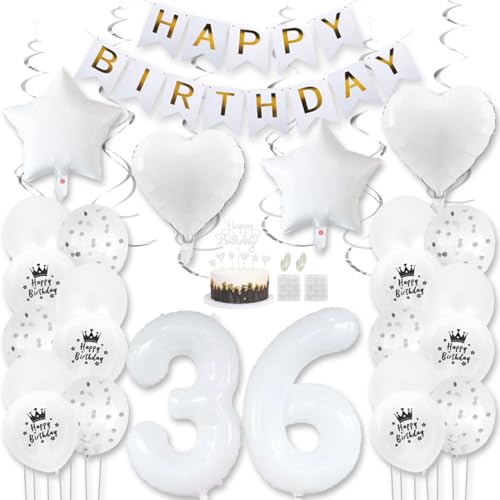 Daimay Weiß Luftballons Geburtstag Deko Frauen Mann Luftballons Weiß Dekoration Birthday Folienballons Banner Happy Birthday 36 Jahr Geburtstagdeko Ballons Konfetti Luftballons Tortenaufsatz Daimay Weiß Luftballons Geburtstag Deko Frauen Mann Luftballons Weiß Dekoration Birthday Folienballons Banner Happy Birthday 36 Jahr Geburtstagdeko Ballons Konfetti Luftballons Tortenaufsatz von Daimay