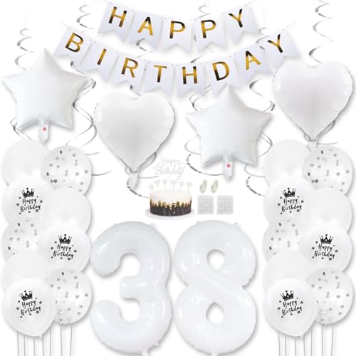 Daimay Weiß Luftballons Geburtstag Deko Frauen Mann Luftballons Weiß Dekoration Birthday Folienballons Banner Happy Birthday 38 Jahr Geburtstagdeko Ballons Konfetti Luftballons Tortenaufsatz Daimay Weiß Luftballons Geburtstag Deko Frauen Mann Luftballons Weiß Dekoration Birthday Folienballons Banner Happy Birthday 38 Jahr Geburtstagdeko Ballons Konfetti Luftballons Tortenaufsatz von Daimay