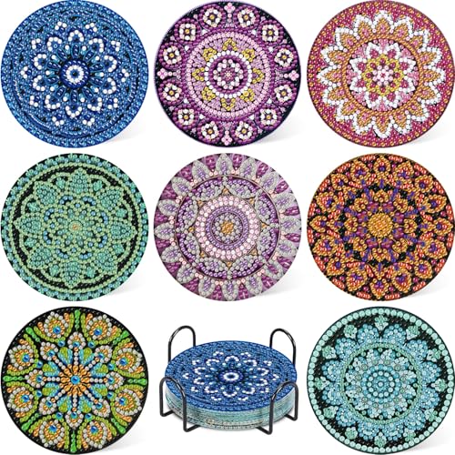 8 Stück Diamond Painting Untersetzer Mandala Diamond Painting Coasters with Holder, Mandala Diamond Cup Coasters 5D DIY Mandala Untersetzer rutschfest für Anfänger, Erwachsene & Kinder 8 Stück Diamond Painting Untersetzer Mandala Diamond Painting Coasters with Holder, Mandala Diamond Cup Coasters 5D DIY Mandala Untersetzer rutschfest für Anfänger, Erwachsene & Kinder von Daisen Art