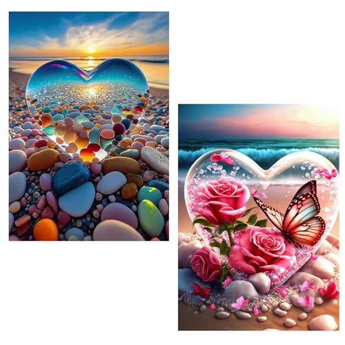 2 Pack Diamond Painting Erwachsene, 5D Diamond Painting Herz, Strand Diamond Painting Bilder, Sonnenuntergang Diamond Painting Set 30x40cm 2 Pack Diamond Painting Erwachsene, 5D Diamond Painting Herz, Strand Diamond Painting Bilder, Sonnenuntergang Diamond Painting Set 30x40cm von Daisen Art