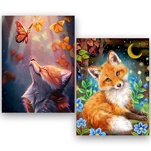 Daisen Art 2 Pack Foxes Diamond Painting Kits for Adults Beginners-Fuchs Diamond Art Kits for Adults,DIY 5D Diamant Painting Set for Gift Home Wall Decor(30x40CM) von Daisen Art