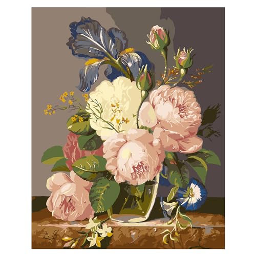 Daisen Art Malen Nach Zahlen Erwachsene Paint by Numbers Adults DIY Hand-Painted Oil Painting Kit for Beginners and Adults with 3 Brushes Without Frame 40x50 cm (Bunch of Flowers) von Daisen Art