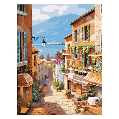Daisen Art Malen Nach Zahlen Erwachsene Paint by Numbers Adults DIY Hand-Painted Oil Painting Kit for Beginners and Adults with 3 Brushes Without Frame 40x50 cm (Sunny Strees) von Daisen Art