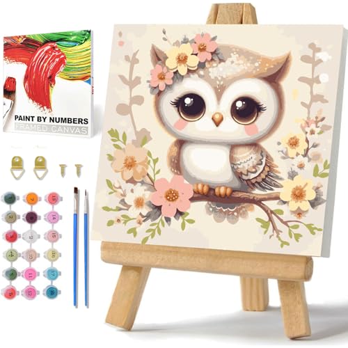 Daisen Art Malen Nach Zahlen Kinder ab 5 6 7 8 9 10 Jahre Mädchen, Paint by Numbers Kinder Elue Anfänger Jahre Mädchen und Junge für Geschenke und Home Mit Box und Staffelei 20x20cm von Daisen Art