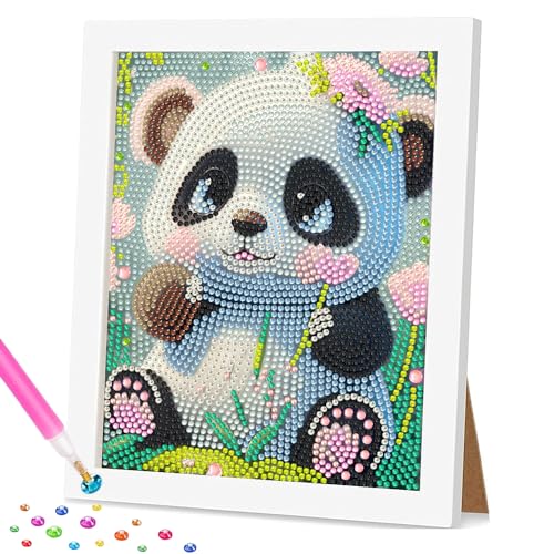 Daisen Art Panda Diamond Painting with Frame,Panda Diamant Painting Kinder,5D Diamont Painting Set Panda Bilder Art Craft for Gift Home Wall Decor 18 * 22cm von Daisen Art