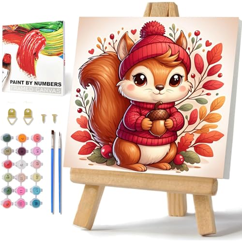 Eichhörnchen Malen Nach Zahlen Kinder, Eichhörnchen Malen Nach Zahlen mit Rahmen, Paint by Numbers Tiere, Eichhörnchen Malen Nach Zahlen ab 6 für Geschenk und Home Decor 20x20cm Eichhörnchen Malen Nach Zahlen Kinder, Eichhörnchen Malen Nach Zahlen mit Rahmen, Paint by Numbers Tiere, Eichhörnchen Malen Nach Zahlen ab 6 für Geschenk und Home Decor 20x20cm von Daisen Art