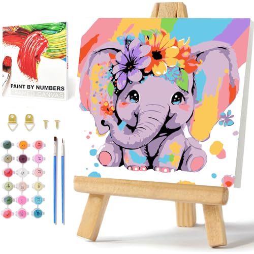 Elefant Malen Nach Zahlen ab 5 6 7 Jahre Mädchen mit Rahmen, Elefant Malen Nach Zahle für Kinder, Elephant Paint by Number for Kids Acrylfarben Klein mit als Geschenk 20x20cm Elefant Malen Nach Zahlen ab 5 6 7 Jahre Mädchen mit Rahmen, Elefant Malen Nach Zahle für Kinder, Elephant Paint by Number for Kids Acrylfarben Klein mit als Geschenk 20x20cm von Daisen Art