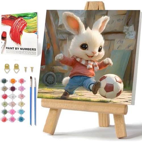 Kaninchen Malen Nach Zahlen Kinder, Fußball Malen Nach Zahlen mit Rahmen, Paint by Numbers Tiere, Tier Malen Nach Zahlen ab 6 für Geschenk und Home Decor 20x20cm Kaninchen Malen Nach Zahlen Kinder, Fußball Malen Nach Zahlen mit Rahmen, Paint by Numbers Tiere, Tier Malen Nach Zahlen ab 6 für Geschenk und Home Decor 20x20cm von Daisen Art