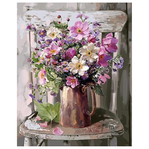 Malen Nach Zahlen Erwachsene - Blumen Paint by Numbers für Anfänger, Set für Home Décor, Ohne Rahmen 40x50cm von Daisen Art