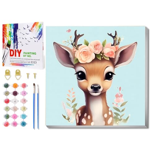Malen Nach Zahlen Kinder Tiere, Reh Malen Nach Zahlen mit Rahmen, Paint by Numbers, Tiere Malen Nach Zahlen ab 6 für Geschenk und Home Decor 20x20cm Malen Nach Zahlen Kinder Tiere, Reh Malen Nach Zahlen mit Rahmen, Paint by Numbers, Tiere Malen Nach Zahlen ab 6 für Geschenk und Home Decor 20x20cm von Daisen Art