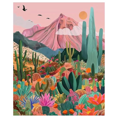 Malen Nach Zahlen Landschaft, Malen Nach Zahlen Erwachsene Landschaft, Kaktus Paint by Numbers Adult für Geschenk und Home Decor Décor 40x50cm Rahmenlos von Daisen Art
