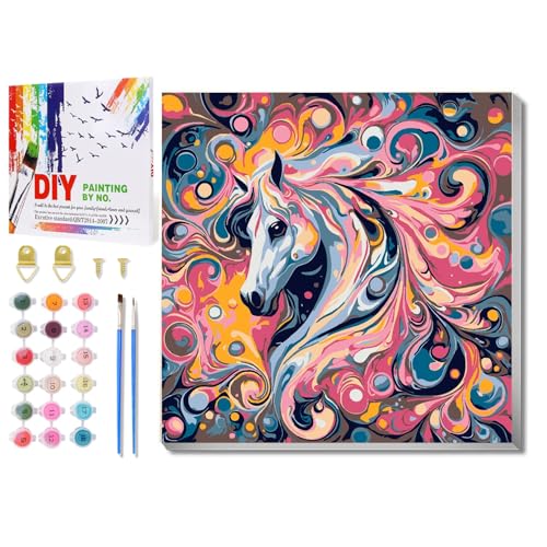 Malen Nach Zahlen Pferde mit Rahmen und Box, Pferd Paint by Numbers, Pferde Malen Nach Zahlen Erwachsene Klein Einfach, Als Geschenk, Dekoration für zu Hause 20x20cm Malen Nach Zahlen Pferde mit Rahmen und Box, Pferd Paint by Numbers, Pferde Malen Nach Zahlen Erwachsene Klein Einfach, Als Geschenk, Dekoration für zu Hause 20x20cm von Daisen Art