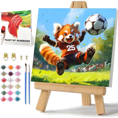 Panda Malen Nach Zahlen Kinder ab 7, Panda Fußball Malen Nach Zahlen für kinder mit Rahmen und Box, Malen Nach Zahlen ab Junge für Geschenk und Home Decor 20x20cm Panda Malen Nach Zahlen Kinder ab 7, Panda Fußball Malen Nach Zahlen für kinder mit Rahmen und Box, Malen Nach Zahlen ab Junge für Geschenk und Home Decor 20x20cm von Daisen Art