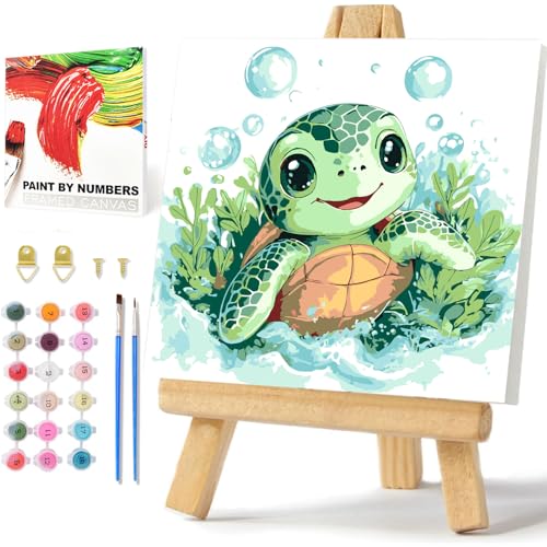 Schildkröte Malen Nach Zahlen Kinder, Schildkröte Malen Nach Zahlen mit Rahmen, Paint by Numbers Tiere, Malen Nach Zahlen ab 6 für Geschenk und Home Decor 20x20cm Schildkröte Malen Nach Zahlen Kinder, Schildkröte Malen Nach Zahlen mit Rahmen, Paint by Numbers Tiere, Malen Nach Zahlen ab 6 für Geschenk und Home Decor 20x20cm von Daisen Art