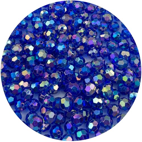 Daiyifiy Runde facettierte Acrylperlen, 8 mm, AB-Farbe, transparente Kristall-Acrylperlen, runde Doppelkegel-Perlen für Schmuckherstellung, Armbänder, Halsketten, Ohrringe, Wind (123- Saphir AB), 400 von Daiyifiy