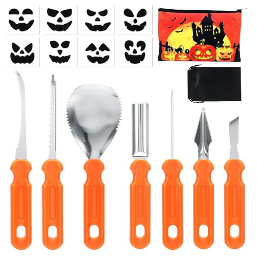 Dajidafu 7 Stück Halloween Kürbis Schnitzset, Kürbis Schnitzen Werkzeug mit Aufkleber, Schnitzwerkzeug Kürbis Kürbisschnitz Set Pumpkin Carving Kit Kürbis Schnitzmesser Pumpkin Carving Tools Dajidafu 7 Stück Halloween Kürbis Schnitzset, Kürbis Schnitzen Werkzeug mit Aufkleber, Schnitzwerkzeug Kürbis Kürbisschnitz Set Pumpkin Carving Kit Kürbis Schnitzmesser Pumpkin Carving Tools von Dajidafu