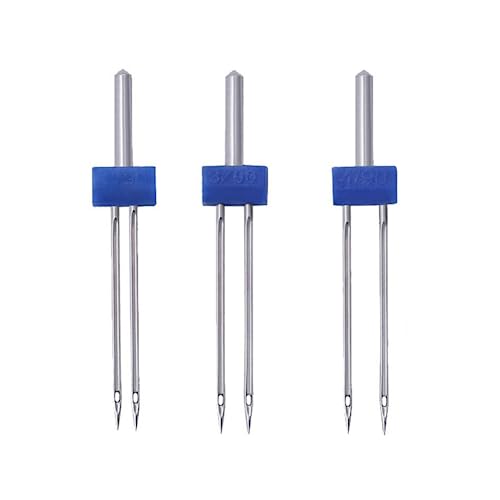 2,0/90, 3,0/90, 4,0/90 3 Stück Doppelnadel Zwillingsnadel für Nähmaschine, Stretch Zwillingsnadeln Pins für Haushaltsnähmaschine (3 Größen) von Dakexiong