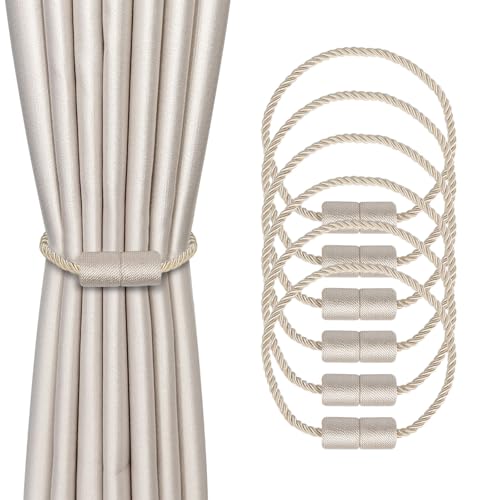 Dalababa 6 Stück Magnetische Vorhang Raffhalter, Gardinenhalter Raffhalter für Vorhänge, Vorhangschnalle Vorhang Halter Zubehör für Haus Dekoration, Beige von Dalababa