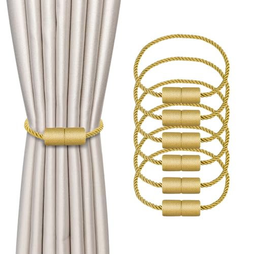 Dalababa 6 Stück Magnetische Vorhang Raffhalter, Gardinenhalter Raffhalter für Vorhänge, Vorhangschnalle Vorhang Halter Zubehör für Haus Dekoration, Gold von Dalababa