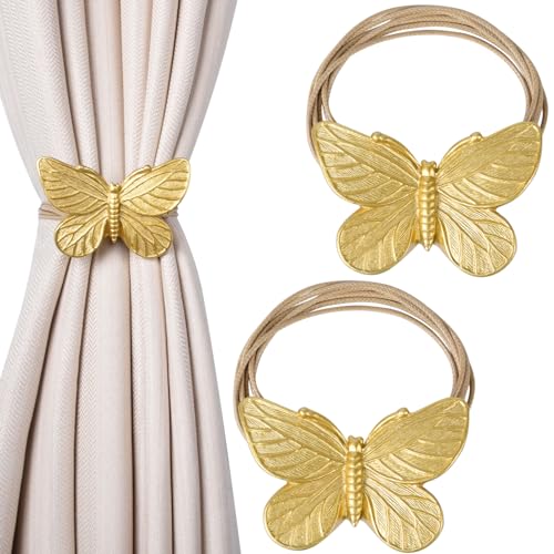 Dalababa Magnetische Vorhang Raffhalter, 2 Stück Harz Raffhalter für Vorhänge, Schmetterling Vorhangschnalle Seil, Retro Gardinenhalter Schnallen für Home Büro Gardinen Deko - Gold Dalababa Magnetische Vorhang Raffhalter, 2 Stück Harz Raffhalter für Vorhänge, Schmetterling Vorhangschnalle Seil, Retro Gardinenhalter Schnallen für Home Büro Gardinen Deko - Gold von Dalababa