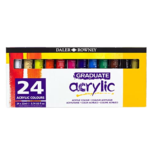DALER-ROWNEY GRADUATE Acrylic, Acrylfarbe in Studenten-Qualität, Set mit 24 x 22 ml, multi von Daler Rowney