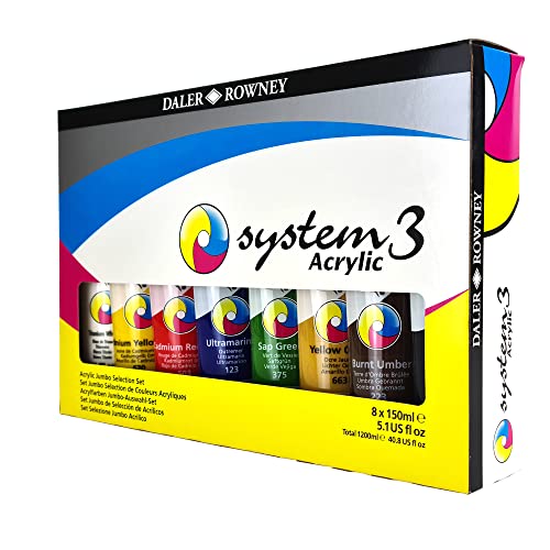 DALER-ROWNEY SYSTEM3, Acrylfarben in Premium-Qualität, Selection Set 8 x 150ml multi von Daler Rowney
