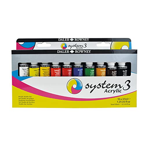Daler Rowney SYSTEM3, Acrylfarben in Premium-Qualität, Studioset 10 x 37ml d129037910 einheitsgröße von Daler Rowney