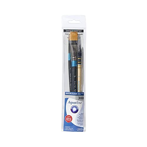 Daler Rowney Aquafine Aquarell- und Gouache-Pinsel-Set mit kurzem Griff, weiches Kunst- und Ziegenhaar, 3 verschiedene Pinsel, ideal für Profis Daler Rowney Aquafine Aquarell- und Gouache-Pinsel-Set mit kurzem Griff, weiches Kunst- und Ziegenhaar, 3 verschiedene Pinsel, ideal für Profis von Daler Rowney