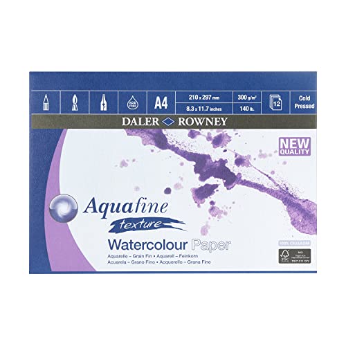 Daler Rowney GDAAGPA4 Aquafine Aquarellblock für Künstler, A4, 12 Blatt, 300 g/m², nicht Oberfläche, Weiß Daler Rowney GDAAGPA4 Aquafine Aquarellblock für Künstler, A4, 12 Blatt, 300 g/m², nicht Oberfläche, Weiß von Daler Rowney