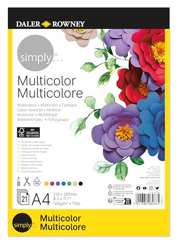 Daler Rowney 438432400 Simply Colour Block A4 120G 21SH, gelb von Daler Rowney