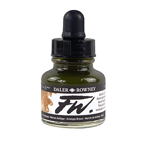 Daler Rowney Acryl Farbe FW Acrylfarbe, 29,5-ml-Flaschen, verschiedene Farben Antelope Brown von Daler Rowney