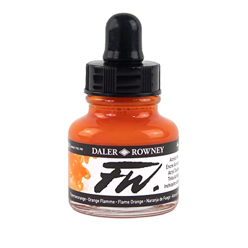 Daler Rowney Acryl Farbe FW Acrylfarbe, 29,5-ml-Flaschen, verschiedene Farben Orange (Flame Orange) von Daler Rowney