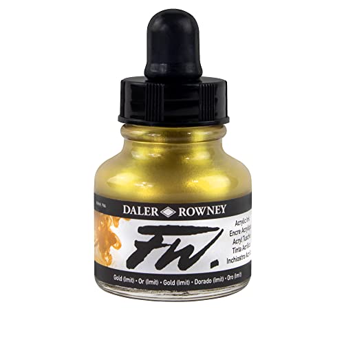 Daler Rowney Acryl Farbe FW Acrylfarbe, 29,5-ml-Flaschen, verschiedene Farben gold von Daler Rowney