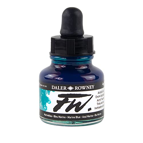 Daler Rowney Acryl Farbe FW Acrylfarbe, 29,5-ml-Flaschen, verschiedene Farben marineblau von Daler Rowney