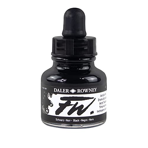 Daler Rowney Acryl Farbe FW Acrylfarbe, 29,5-ml-Flaschen, Schwarz von Daler Rowney