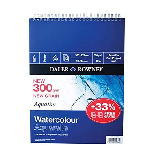 Daler Rowney Aquafine SP 300gsm 254x178mm (25.4 x 17.8 cm) 12 Blatt- spiral von Daler Rowney