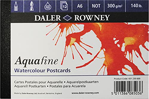 Daler Rowney Aquafine strukturierter Wasserfarben-Block in Postkartengröße, 300 g, 12SH in CTU, blau, A6 Daler Rowney Aquafine strukturierter Wasserfarben-Block in Postkartengröße, 300 g, 12SH in CTU, blau, A6 von Daler Rowney