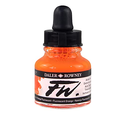 Daler-Rowney FW Artists Ink - Acryl Kuenstlertinte - Fluoreszierend - 29 ml - Orange von Daler-Rowney