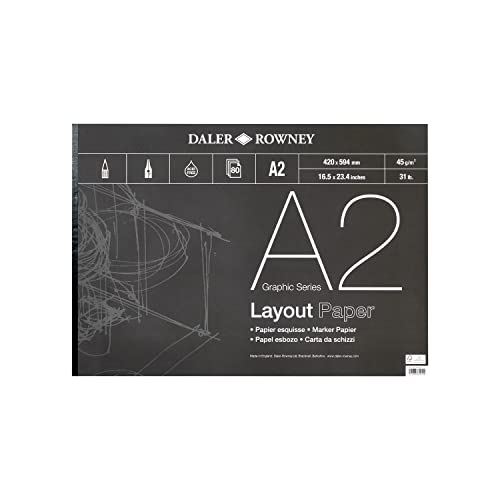 Daler-Rowney Graphic Series Planungspapier, 450 g/m², A2, glatte Oberfläche, einseitig geklebt, säurefrei, 80 weiße Blätter, ideal für professionelle Künstler und Studenten Daler-Rowney Graphic Series Planungspapier, 450 g/m², A2, glatte Oberfläche, einseitig geklebt, säurefrei, 80 weiße Blätter, ideal für professionelle Künstler und Studenten von Daler Rowney