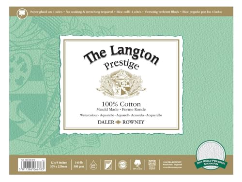Daler Rowney Langton Prestige 43330912 WC-Papierblock, 300 g, 30,5 x 22,9 cm, Grün von Daler Rowney