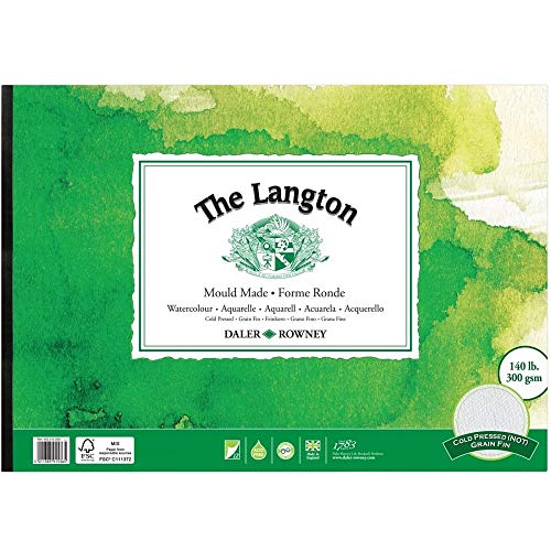 Daler-Rowney „The Langton“ Aquarell- & Gouache, kaltgepresst, 300 g/m², A3-Papierblock, einseitig geklebt, naturweiß, 12 Blatt, ideal für Profi- und Anfänger-Künstler & Studenten, säurefrei von Daler Rowney