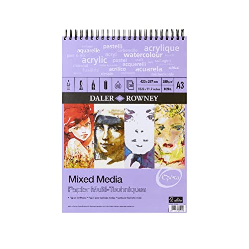 Daler-Rowney Optima Spiralblock, leicht strukturiert, 250 g/m², A3, 30 weiße Blätter, ideal für professionelle Künstler und Studenten Daler-Rowney Optima Spiralblock, leicht strukturiert, 250 g/m², A3, 30 weiße Blätter, ideal für professionelle Künstler und Studenten von Daler Rowney