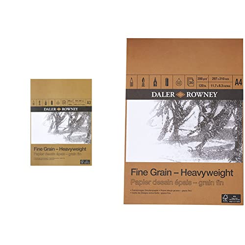 Daler Rowney Papierblock, feine Körnung, schwer, A3, 200 g, 30 Blatt & Daler-Rowney Papierblock, feine Körnung, schwer, DIN A4, 200 g, 30 Blatt Daler Rowney Papierblock, feine Körnung, schwer, A3, 200 g, 30 Blatt & Daler-Rowney Papierblock, feine Körnung, schwer, DIN A4, 200 g, 30 Blatt von Daler Rowney