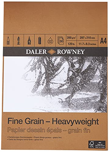 Daler Rowney Papierblock, feine Körnung, schwer, DIN A4, 200 g, 30 Blatt von Daler Rowney